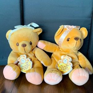 Lot of 2 Cherished Teddies 7” Plush Stuffed Animals with Original Tags 1998